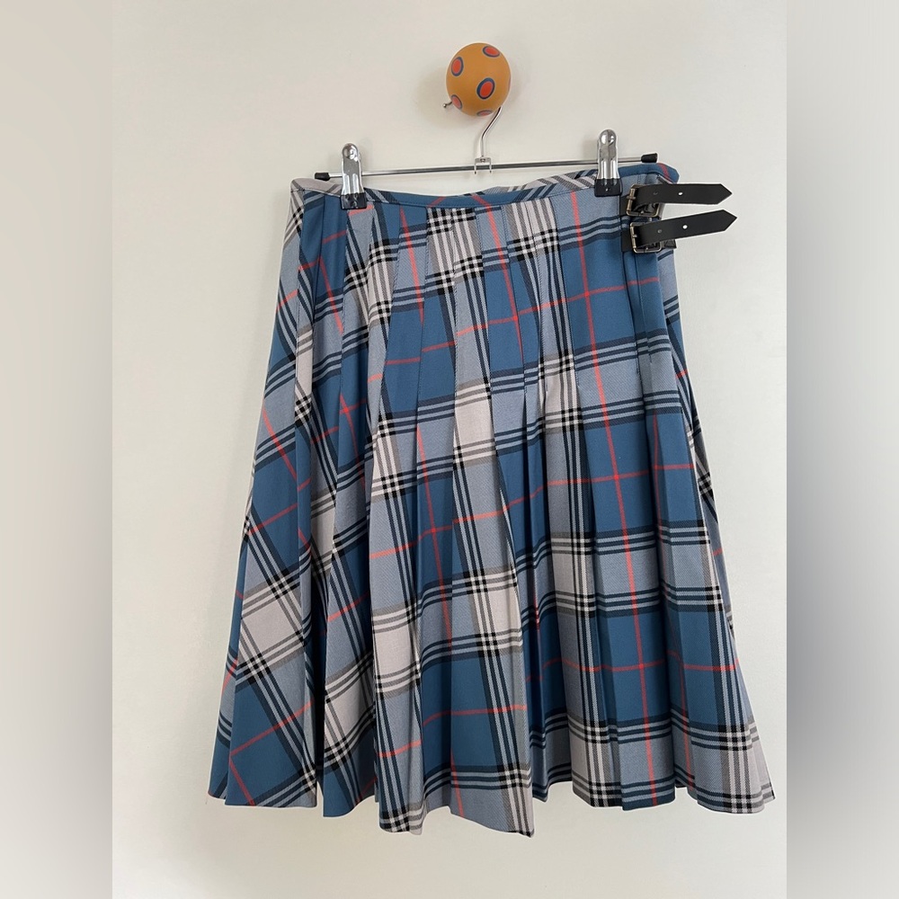 Uniqlo JW Anderson pleated check skirt blue US4